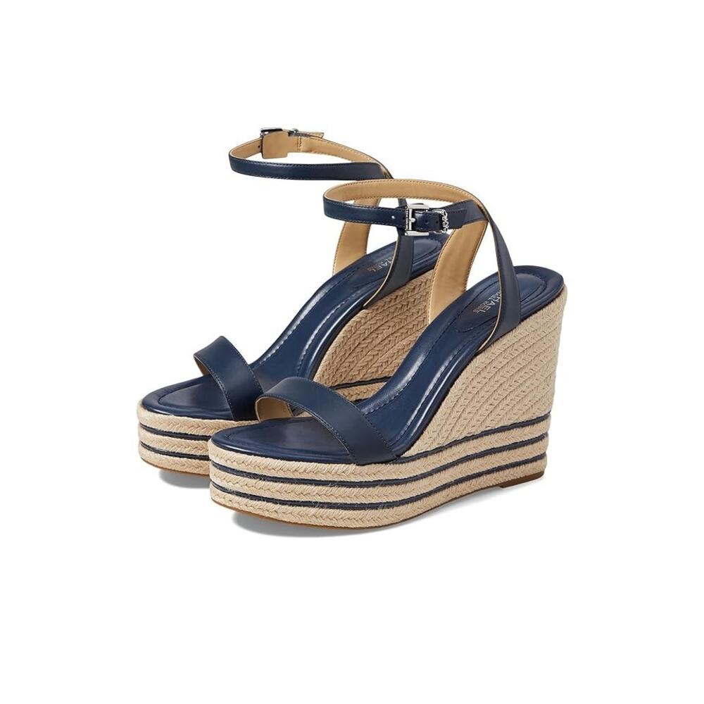 NWT MICHAEL Kors Women's Leighton Wedge Shoes,Navy-Size 10